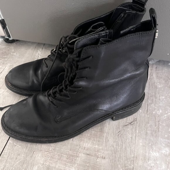 Sam Edelman Lace Up Combat Boots Leather Black Size 8 - Picture 2 of 5